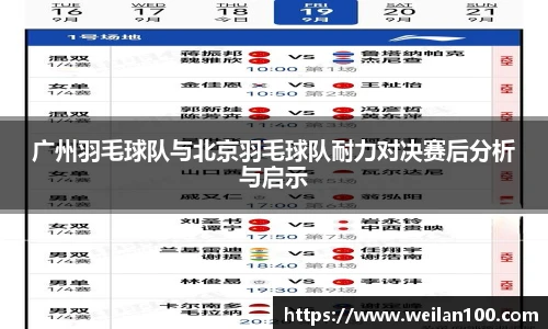 广州羽毛球队与北京羽毛球队耐力对决赛后分析与启示